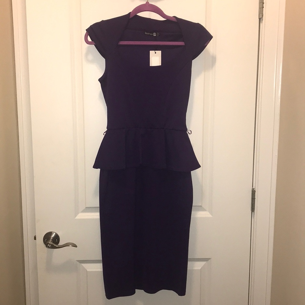 Purple peplum dress (black belt included)